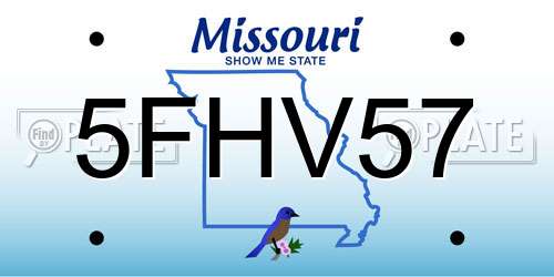 5FHV57 Missouri License Plate