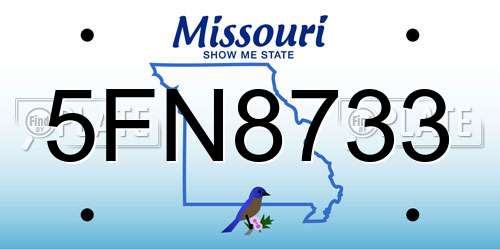 5FN8733 Missouri License Plate