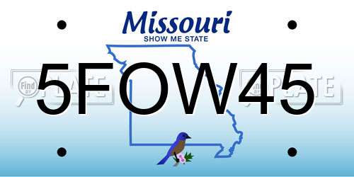 5FOW45 Missouri License Plate