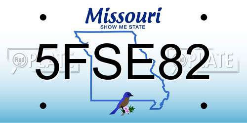 5FSE82 Missouri License Plate