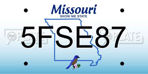 5FSE87 Missouri License Plate