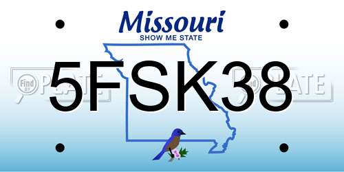 5FSK38 Missouri License Plate