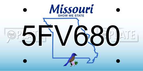 5FV680 Missouri License Plate