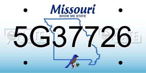 5G37726 Missouri License Plate