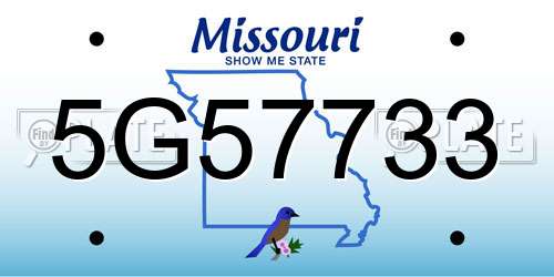 5G57733 Missouri License Plate