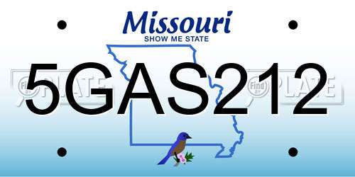 5GAS212 Missouri License Plate