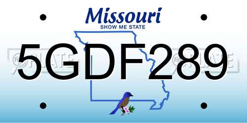 5GDF289 Missouri License Plate