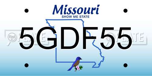 5GDF55 Missouri License Plate