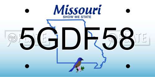 5GDF58 Missouri License Plate