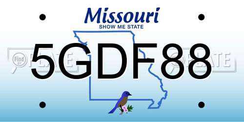 5GDF88 Missouri License Plate