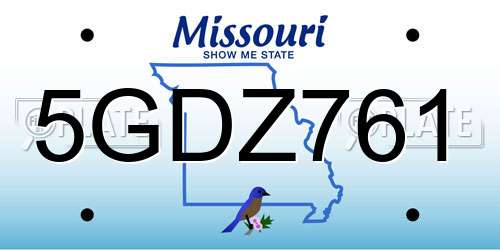 5GDZ761 Missouri License Plate