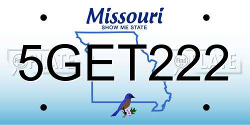 5GET222 Missouri License Plate