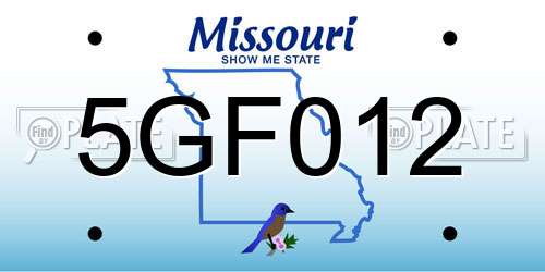 5GF012 Missouri License Plate