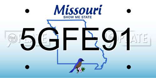 5GFE91 Missouri License Plate