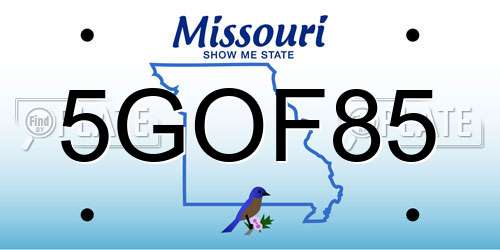 5GOF85 Missouri License Plate