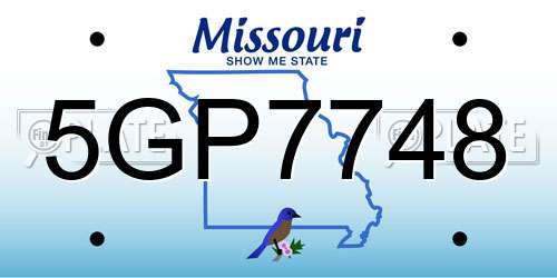 5GP7748 Missouri License Plate