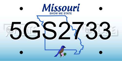 5GS2733 Missouri License Plate