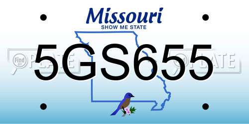 5GS655 Missouri License Plate