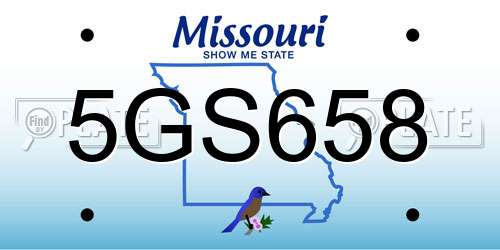 5GS658 Missouri License Plate