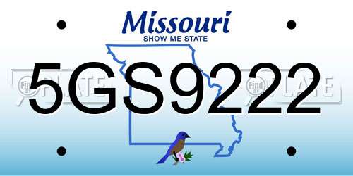 5GS9222 Missouri License Plate