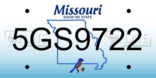5GS9722 Missouri License Plate