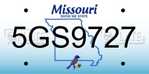 5GS9727 Missouri License Plate