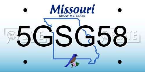 5GSG58 Missouri License Plate