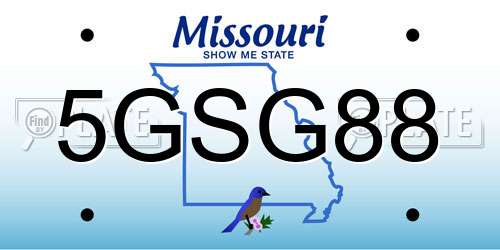 5GSG88 Missouri License Plate