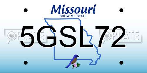5GSL72 Missouri License Plate