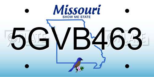 5GVB463 Missouri License Plate