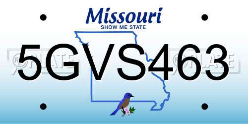 5GVS463 Missouri License Plate