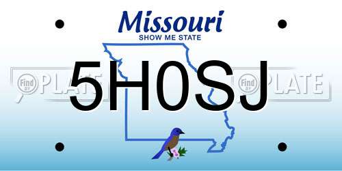5H0SJ Missouri License Plate