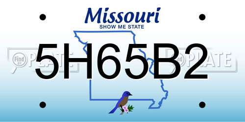 5H65B2 Missouri License Plate
