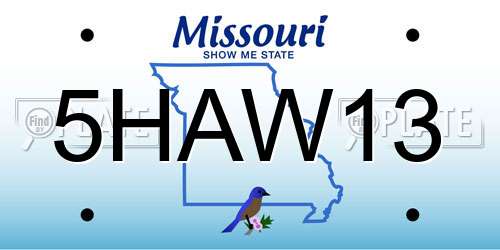 5HAW13 Missouri License Plate