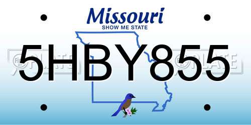 5HBY855 Missouri License Plate