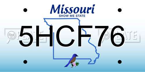 5HCF76 Missouri License Plate