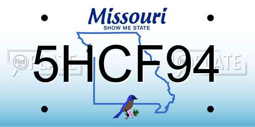 5HCF94 Missouri License Plate