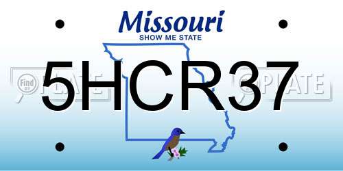 5HCR37 Missouri License Plate