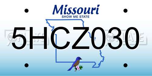 5HCZ030 Missouri License Plate