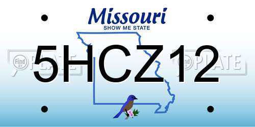 5HCZ12 Missouri License Plate