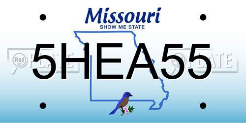 5HEA55 Missouri License Plate
