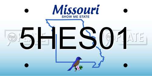 5HES01 Missouri License Plate
