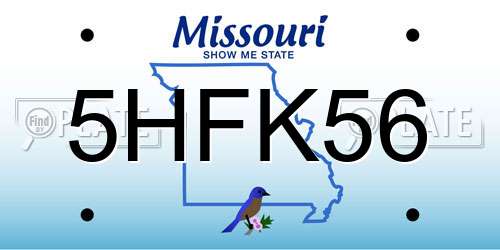 5HFK56 Missouri License Plate