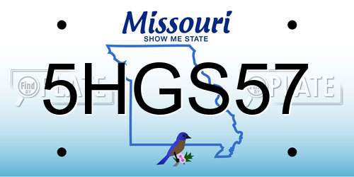 5HGS57 Missouri License Plate