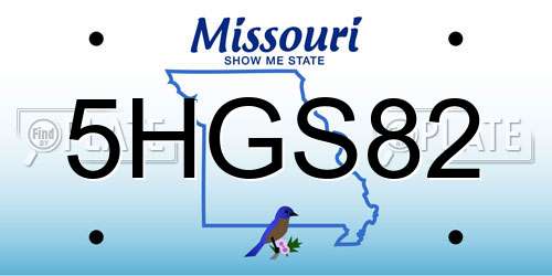 5HGS82 Missouri License Plate