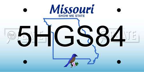 5HGS84 Missouri License Plate