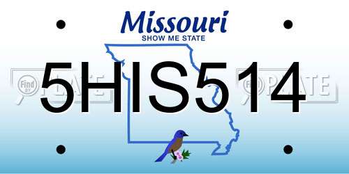 5HIS514 Missouri License Plate