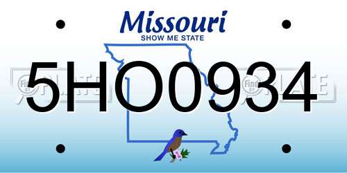 5HO0934 Missouri License Plate