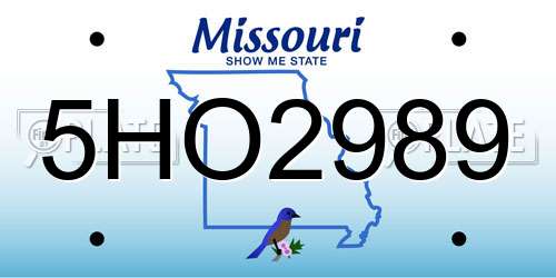 5HO2989 Missouri License Plate