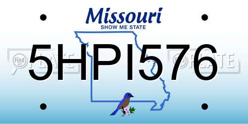 5HPI576 Missouri License Plate